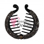 Accesoriu tip banana pentru prins parul din plastic PZS012DD - Negru cu cristale diamond